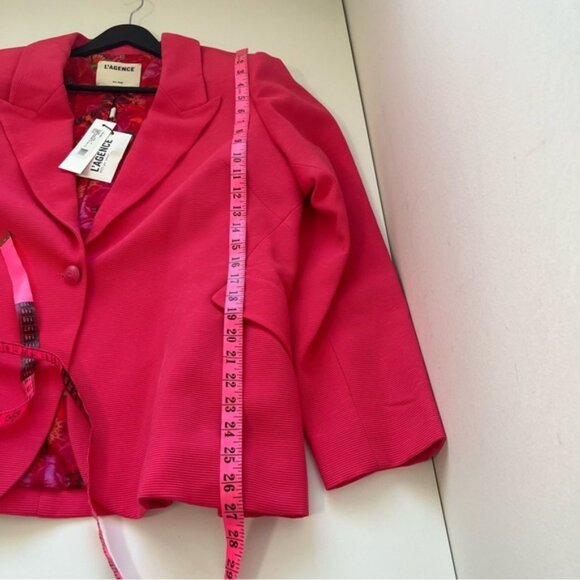 NWT L'AGENCE CHAMBERLAIN BLAZER IN CORAL FUCHSIA with BUTTERFLY lining Size 16 - Picture 12 of 12